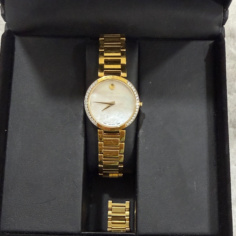 Movado Gold Women's Watch with Crystal Bezel